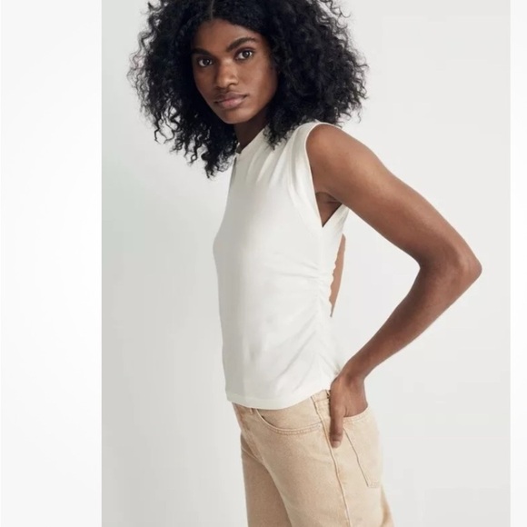Madewell White Muscle Tee with Crew Neck and Cut Out Features - Picture 1 of 8